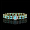 Image 1 : 13.04 ctw Turquoise & Diamond Bracelet 14K Yellow Gold