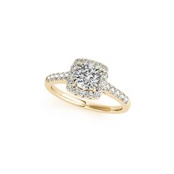 1.16 ctw Certified VS/SI Cushion Diamond Halo Ring 18K Yellow Gold