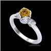 Image 1 : 1 ctw Intense Fancy Yellow Diamond Art Deco Ring 18K White Gold