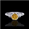 Image 2 : 1 ctw Intense Fancy Yellow Diamond Art Deco Ring 18K White Gold