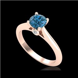 0.83 ctw Fancy Intense Blue Diamond Art Deco Ring 18K Rose Gold