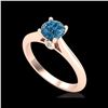 Image 1 : 0.83 ctw Fancy Intense Blue Diamond Art Deco Ring 18K Rose Gold