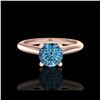 Image 2 : 0.83 ctw Fancy Intense Blue Diamond Art Deco Ring 18K Rose Gold