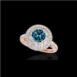 2.09 ctw SI Certified Fancy Blue Diamond Halo Ring 10K Rose Gold