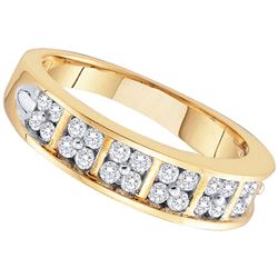 14kt Yellow Gold Round Diamond Double Row Band Ring 1/2 Cttw