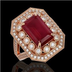 7.11 ctw Certified Ruby & Diamond Victorian Ring 14K Rose Gold