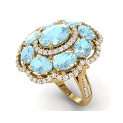 14.89 ctw Sky Topaz & VS Diamond Ring 18K Yellow Gold