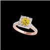 Image 1 : 2 ctw Certified SI/I Fancy Intense Yellow Diamond Halo Ring 10K Rose Gold