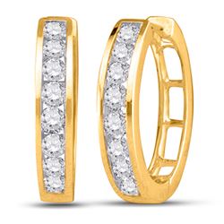 10kt Yellow Gold Round Diamond Hoop Earrings 1/4 Cttw