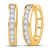Image 1 : 10kt Yellow Gold Round Diamond Hoop Earrings 1/4 Cttw