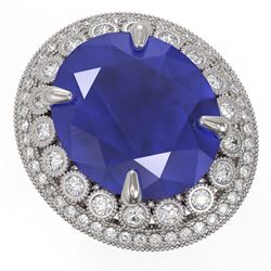 29.04 ctw Certified Sapphire & Diamond Victorian Ring 14K White Gold