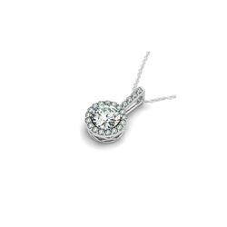 1 ctw Certified SI Diamond Solitaire Halo Necklace 14K White Gold