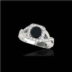 2 ctw Certified VS Black Diamond Solitaire Halo Ring 10K White Gold