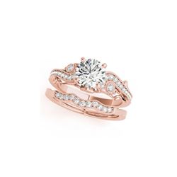 1.07 ctw Certified VS/SI Diamond 2pc Wedding Set Antique 14K Rose Gold