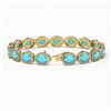 Image 2 : 15.83 ctw Turquoise & Diamond Micro Pave Halo Bracelet 10K Yellow Gold