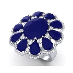 20.63 ctw Sapphire & VS Diamond Ring 18K White Gold