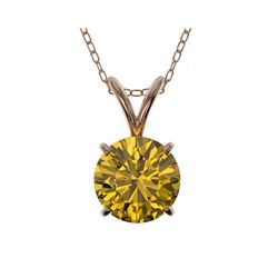 1 ctw Certified Intense Yellow Diamond Necklace 10K Rose Gold