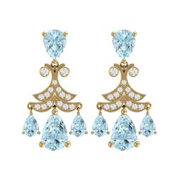 11.35 ctw Sky Topaz & VS Diamond Earrings 18K Yellow Gold