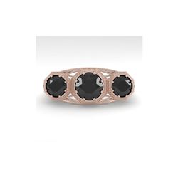 2 ctw Past Present Future Black Diamond Ring 18K Rose Gold