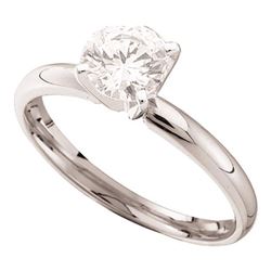 14kt White Gold Round Diamond Solitaire Bridal Wedding Engagement Ring 7/8 Cttw