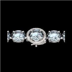 60 ctw Aquamarine & Micro VS/SI Diamond Bracelet 14K White Gold