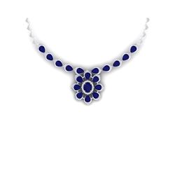 30.70 ctw Sapphire & VS Diamond Necklace 18K White Gold