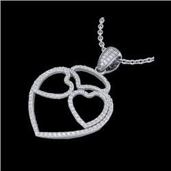 1.20 ctw Micro Pave VS/SI Diamond Heart Necklace 14K White Gold