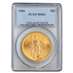 1926 $20 Saint-Gaudens Gold Double Eagle MS-64 PCGS
