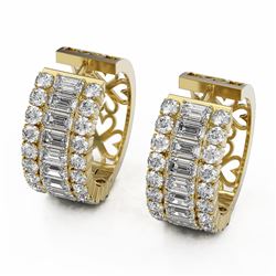 11.44 ctw Emerald Cut Diamond Designer Earrings 18K Yellow Gold