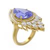 Image 1 : 14.36 ctw Tanzanite & Diamond Ring 18K Yellow Gold