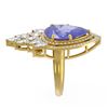 Image 2 : 14.36 ctw Tanzanite & Diamond Ring 18K Yellow Gold