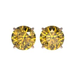 3 ctw Certified Intense Yellow Diamond Stud Earrings 10K Rose Gold