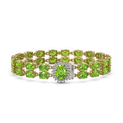 26.52 ctw Peridot & Diamond Bracelet 14K Yellow Gold