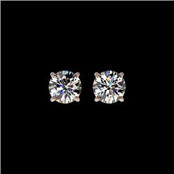 1.11 ctw Certified Quality Diamond Stud Earrings 10K Rose Gold