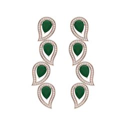 16.44 ctw Emerald & VS Diamond Earrings 18K Rose Gold