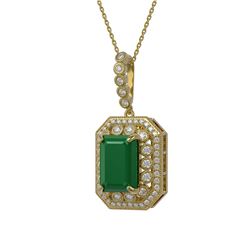 11.99 ctw Emerald & Diamond Victorian Necklace 14K Yellow Gold