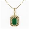 Image 2 : 11.99 ctw Emerald & Diamond Victorian Necklace 14K Yellow Gold