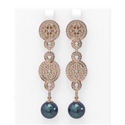 2.83 ctw Diamond and Pearl Earrings 18K Rose Gold