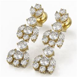 4.82 ctw Cushion and Marquise Cut Diamond Earrings 18K Yellow Gold