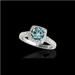 1.5 ctw Certified Fancy Blue Diamond Solitaire Halo Ring 10K White Gold