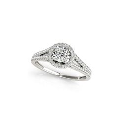 0.8 ctw Certified VS/SI Diamond Halo Ring 18K White Gold