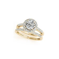 2.31 ctw Certified VS/SI Diamond 2pc Wedding Set Halo 14K Yellow Gold