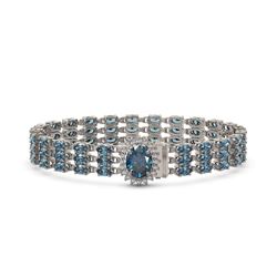 27.33 ctw London Topaz & Diamond Bracelet 14K White Gold