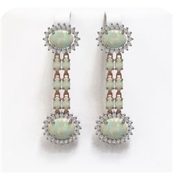 9.48 ctw Opal & Diamond Earrings 14K Rose Gold