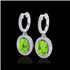 Image 1 : 3.75 ctw Peridot & Micro Pave VS/SI Diamond Earrings 18K White Gold