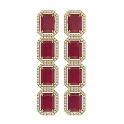 20.59 ctw Ruby & Diamond Micro Pave Halo Earrings 10K Yellow Gold