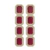 Image 1 : 20.59 ctw Ruby & Diamond Micro Pave Halo Earrings 10K Yellow Gold