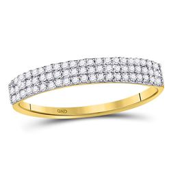 10kt Yellow Gold Round Diamond 3-Row Anniversary Ring 1/5 Cttw