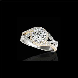 1.5 ctw Certified Diamond Solitaire Halo Ring 10K White & Yellow Gold