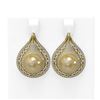 Image 1 : 2 ctw Diamond and Pearl Earrings 18K Yellow Gold